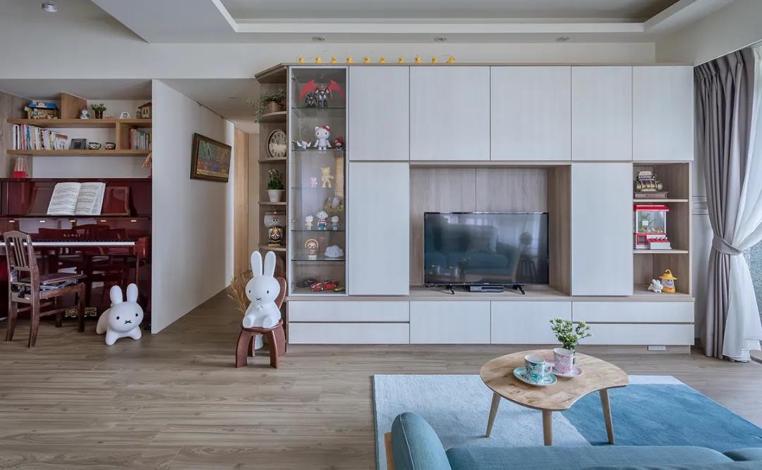 100㎡簡約北歐風格新房裝修案例，湖藍色清新美宅！