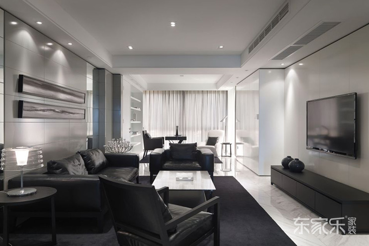 湘潭萬境水岸88平米現代風格裝修案例