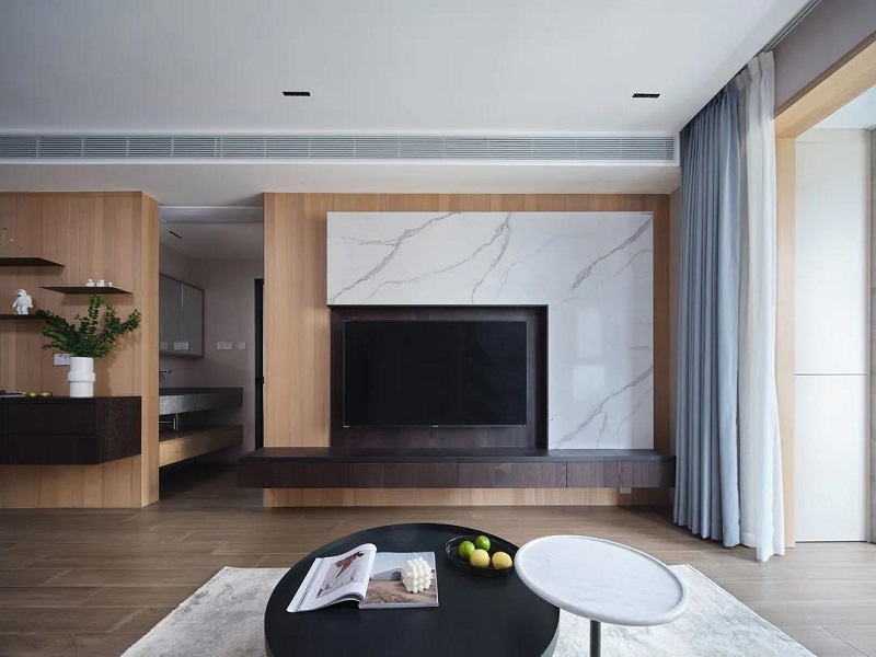 91平米二居室現代風，客餐廳吊頂一體設計，簡約大氣很耐看