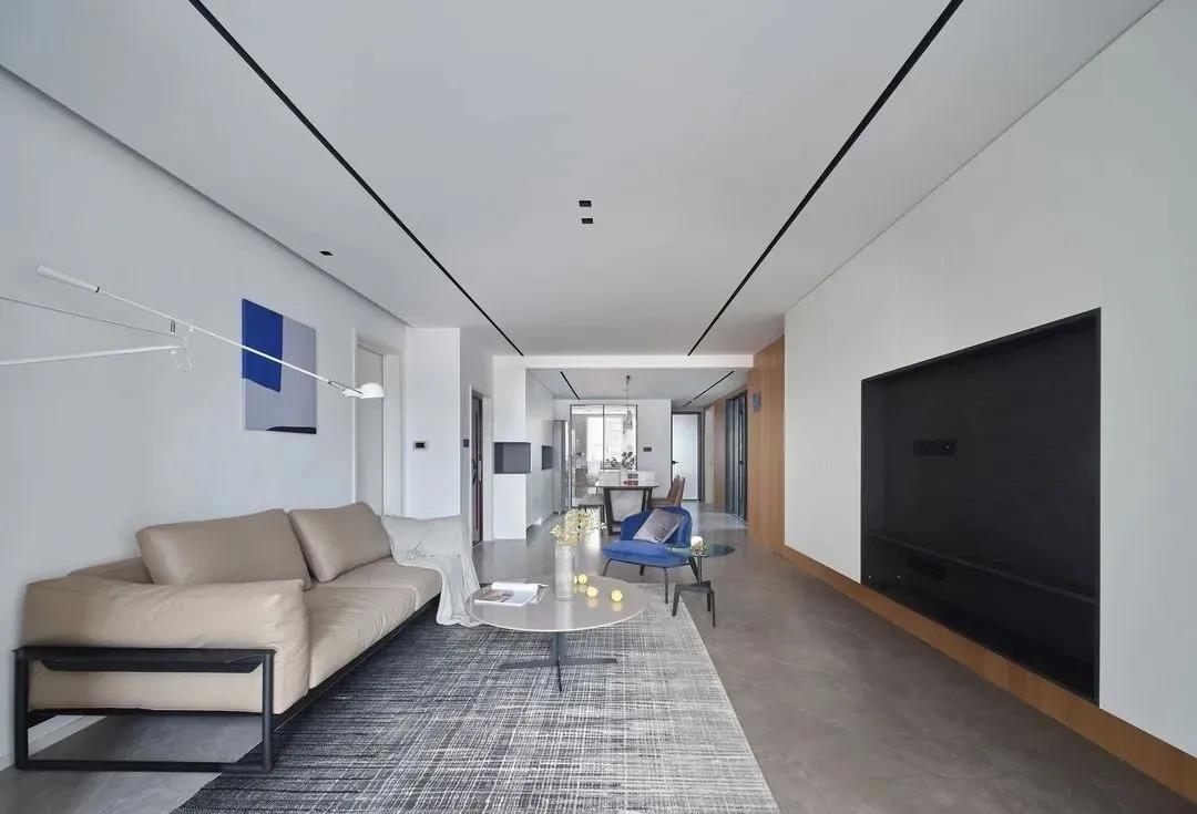 145㎡現代簡約風格新房裝修，電視柜+隱藏門